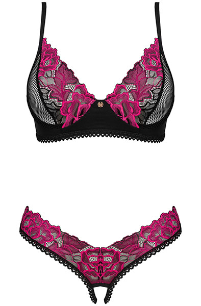 Obsessive Rosenty 2-pcs Crotchless Set - Sexy lingerie 3