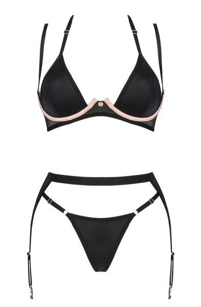 Obsessive Selinne 3-pcs Set Black - Bra & Bra Set 3