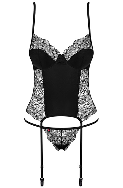 Obsessive Sharlotte Korsett & String Schwarz - Sexy Dessous 3