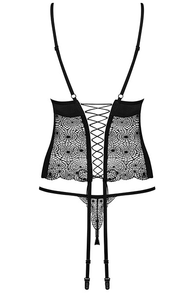 Obsessive Sharlotte Korsett & String Schwarz - Sexy Dessous 4