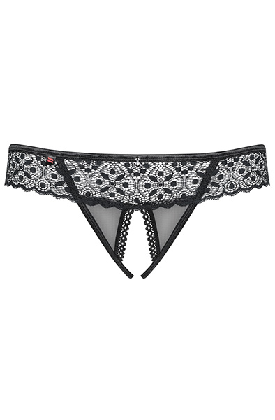 Obsessive Shibu Crotchless Thong Black - Lace panties 4