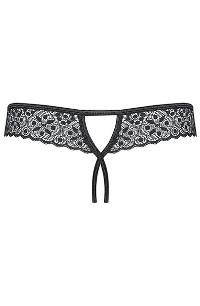 Obsessive Shibu Crotchless Thong Black - Lace panties 5