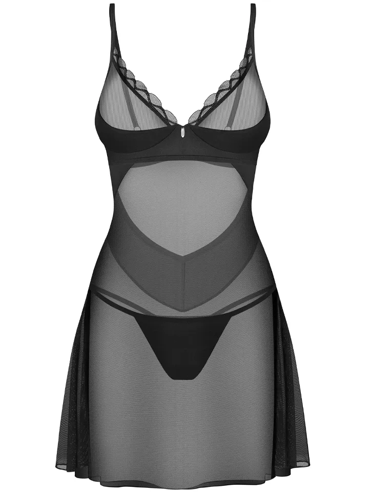 Obsessive Stelisa Chemise & Thong Black - Chemise & Babydoll 4