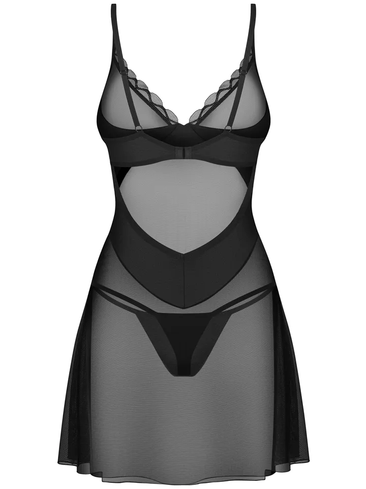 Obsessive Stelisa Chemise & Thong Black - Chemise & Babydoll 5