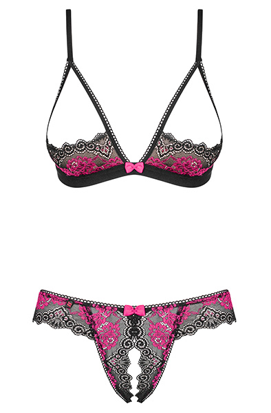 Obsessive Tulia 2 pcs Set Cupless Black - Sexy lingerie 4