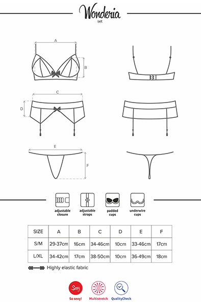 Obsessive Wonderia 3 pcs set Black - Sexy lingerie 6