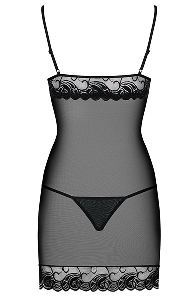 Obsessive Wonderia Chemise & Thong Black - Sexy lingerie 4