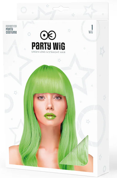 Party Wig Long Straight Hair Neon Green - Wig 2