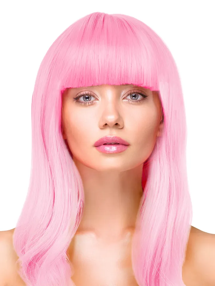 Party Wig Long Straight Light Pink Hair - Wig 1 [full]
