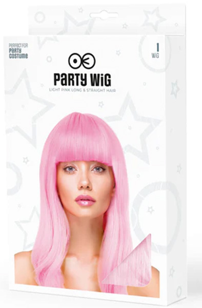 Party Wig Long Straight Light Pink Hair - Wig 2