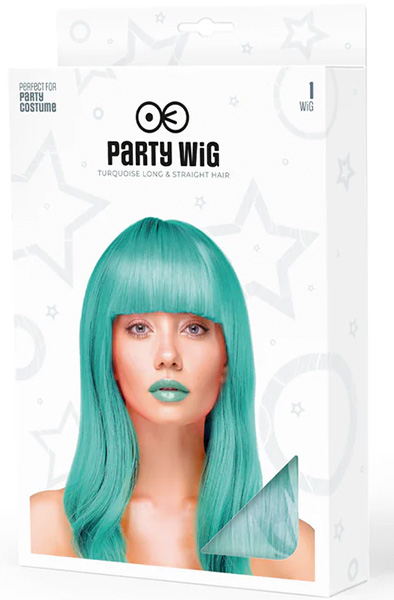 Party Wig Long Straight Turquoise Hair - Wig 2