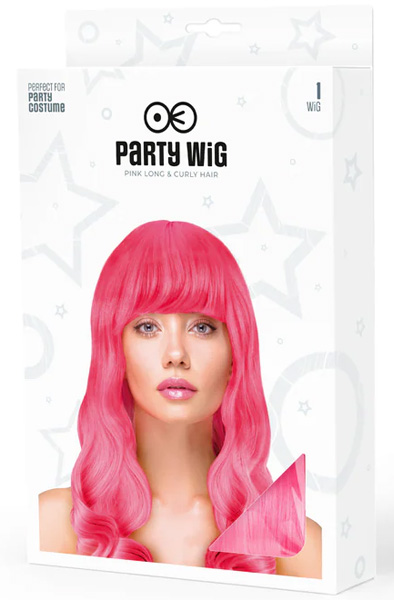 Party Wig Long Wavy Hair Neon Pink - Wig 2