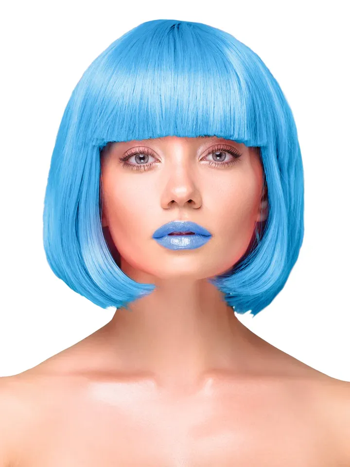 Party Wig Short Straight Blue Hair - Wig 1 [full]
