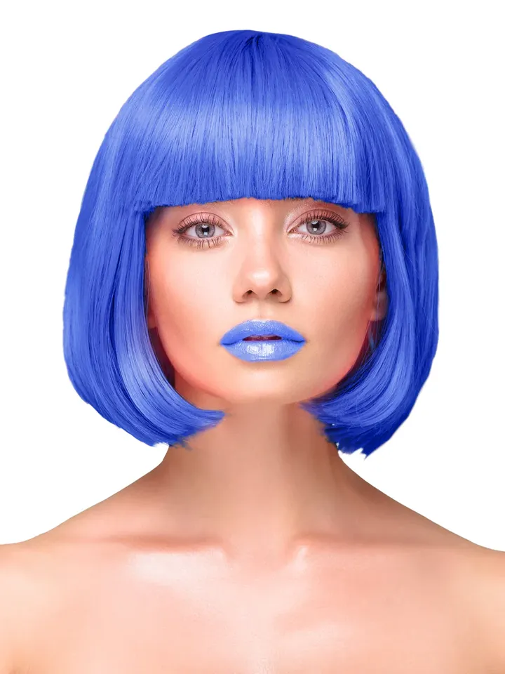 Party Wig Short Straight Hair Dark Blue - Wig 1 [full]