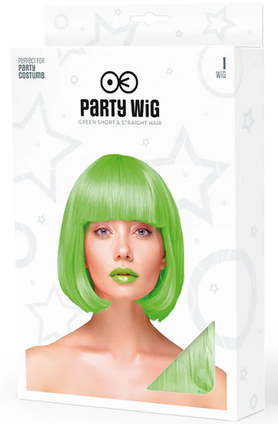 Party Wig Short Straight Hair Neon Green - Wig 2