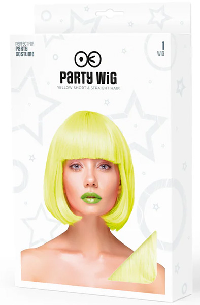 Party Wig Short Straight Hair Neon Yellow - Wig 2