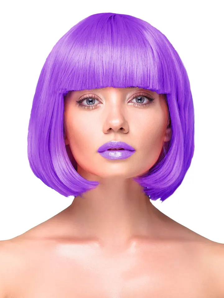 Party Wig Short Straight Hair Purple - Wig 1 [full]