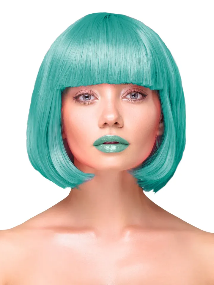 Party Wig Short Straight Hair Turquoise - Wig 1 [full]