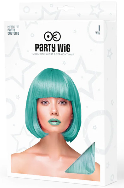 Party Wig Short Straight Hair Turquoise - Wig 2