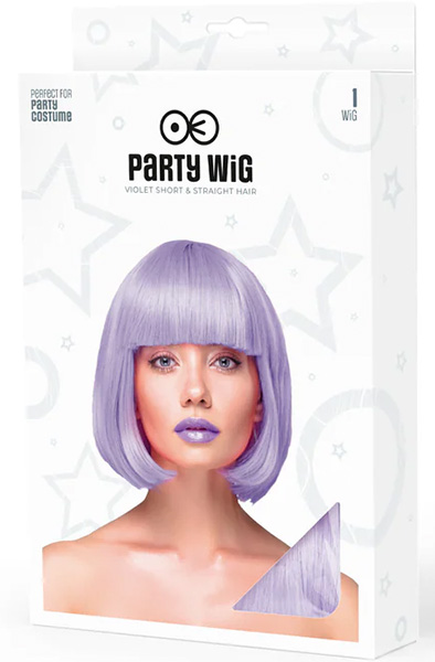 Party Wig Short Straight Purple Hair - Wig 2
