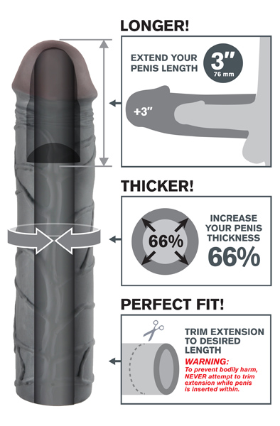 Pipedream Fantasy X-tensions Mega 3 Extension Black - Penisverlängerung/Penishülle 2