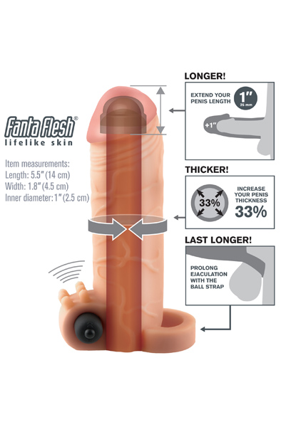 Pipedream Fantasy X-tensions Vibrating Real Feel 2,5cm Exten - Penisverlängerung/Penishülle 2