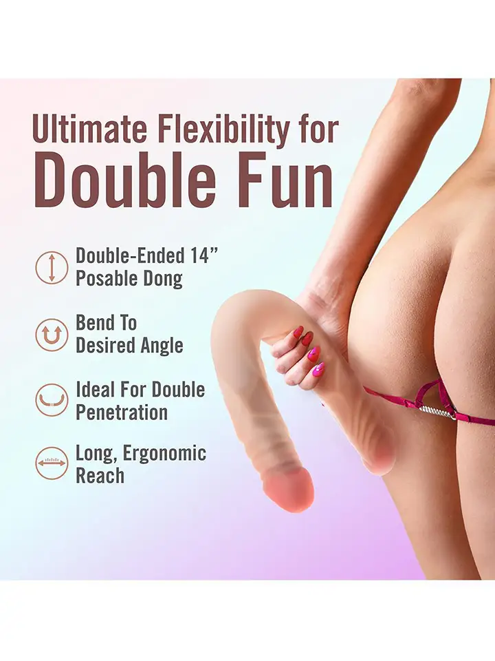 Posable Double Dong Beige 35,5 cm - Dual dildo 5
