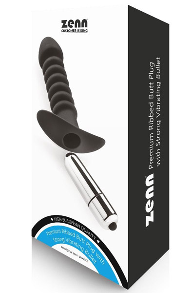 Premium Ribbed Butt Plug With Strong Vibrating Bullet - Vibrierender Analplug 3