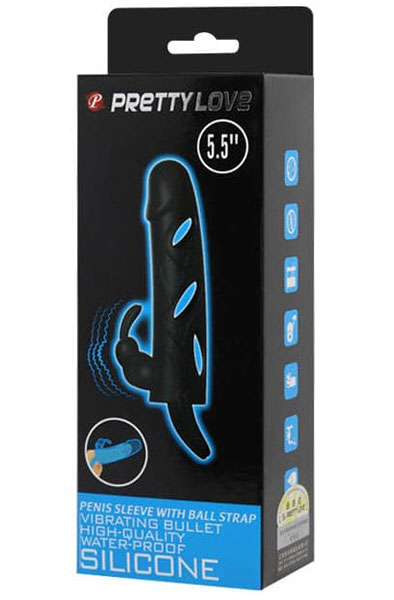 Pretty Love Penis Sleeve With Ball Strap - Vibrierende Penis-Manschette 3