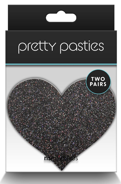 Pretty Pasties Glitter Hearts Black Gold 2 Pair - Brustwarzenkappen 2