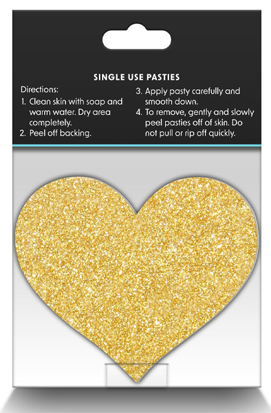 Pretty Pasties Glitter Hearts Black Gold 2 Pair - Brustwarzenkappen 3