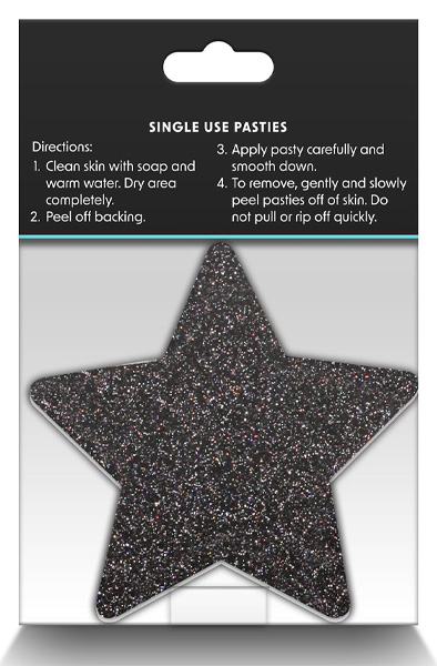 Pretty Pasties Glitter Stars Black Gold 2 Pair - Brustwarzenkappen 3