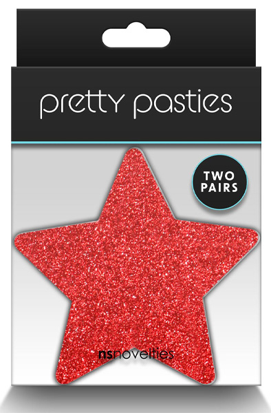 Pretty Pasties Glitter Stars Red Silver 2 Pair - Brustwarzenkappen 2