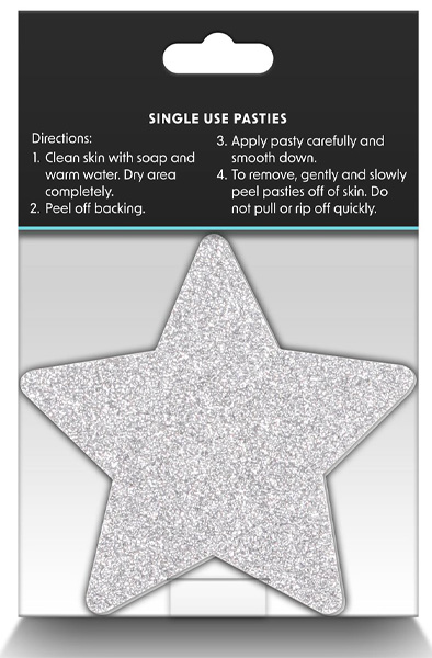Pretty Pasties Glitter Stars Red Silver 2 Pair - Brustwarzenkappen 3
