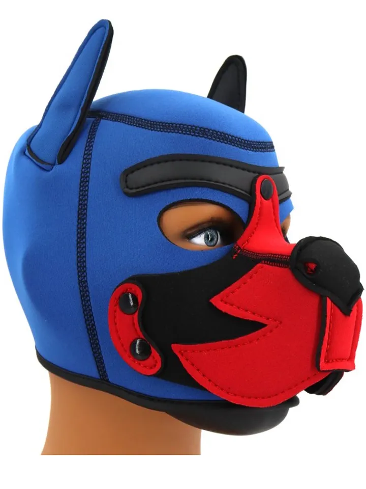 Puppy Fox Neoprene Hood Blue-Red - BDSM mask 1