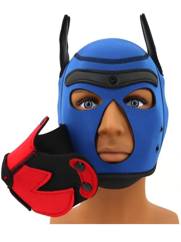 Puppy Fox Neoprene Hood Blue-Red - BDSM mask 2