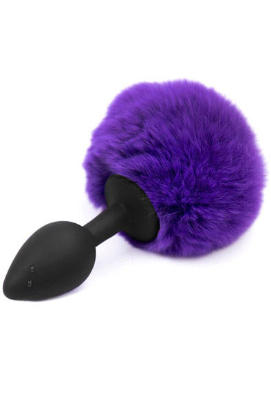 Purple Faux Fur Rabbit Tail With Silicone Plug S - Analplug in Tierform 1