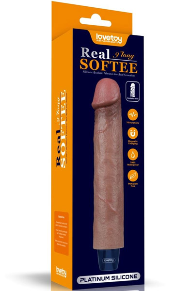 Real Softee Vibrating Dildo Brown 22,5 cm - Vibrierende Dildos 8