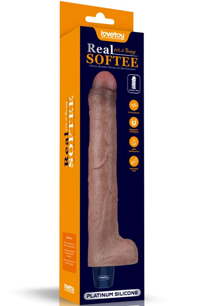 Real Softee Vibrating Dildo Brown 26,5 cm - Vibrierender Dildo 8