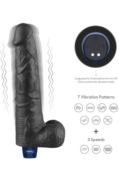 Rechargeable Vibrating Dildo Black 27,2 cm - Vibrating dildo 2