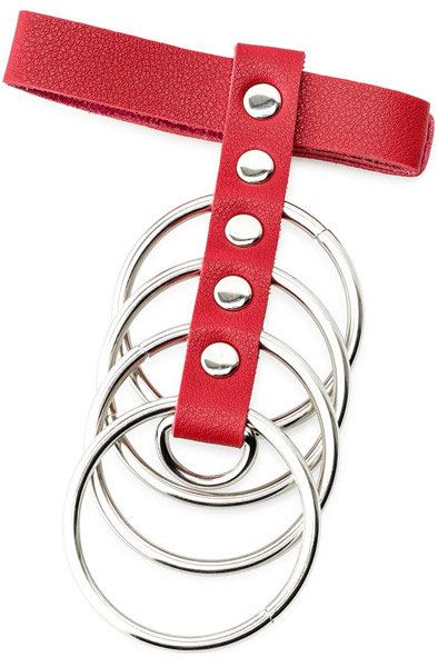 Red Artificial Leather Cockring With Metal Shaft Support 45mm - Peniskäfig 1