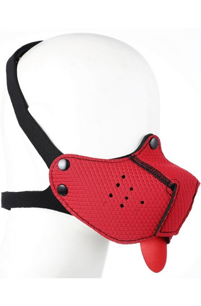 Red Puppy Neoprene Snout + Tongue - BDSM Maske 1