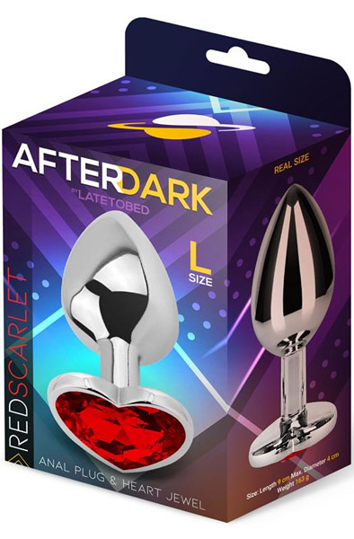 Red Scarlet Anal Plug With Heart Jewel L - Analplug aus Metall 4