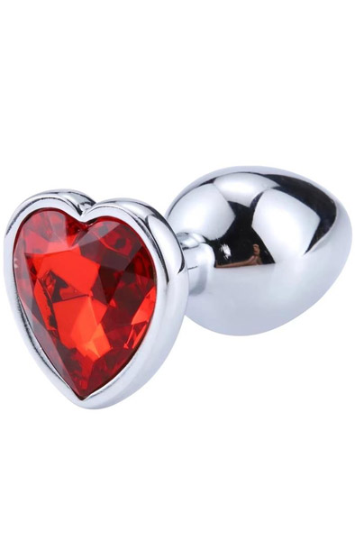Red Scarlet Anal Plug With Heart Jewel M - Analplug aus Metall 1