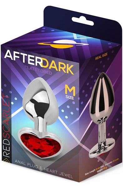 Red Scarlet Anal Plug With Heart Jewel M - Analplug aus Metall 4