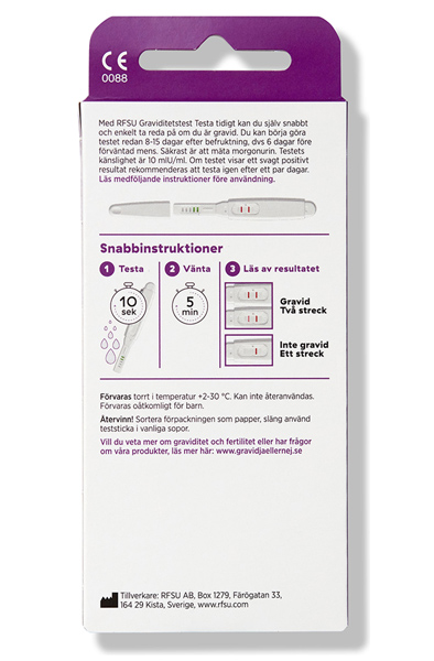 RFSU Graviditetstest Testa Tidigt 1st - Schwangerschaftstest 1er-Pack 2