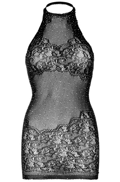 Rhinestone Neckholder-Minikleid Schwarz - Kleider & Röcke 3