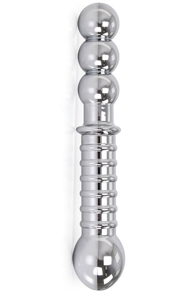 Ribbed Double-ended Steel Dildo 19cm - Stahldildo 1