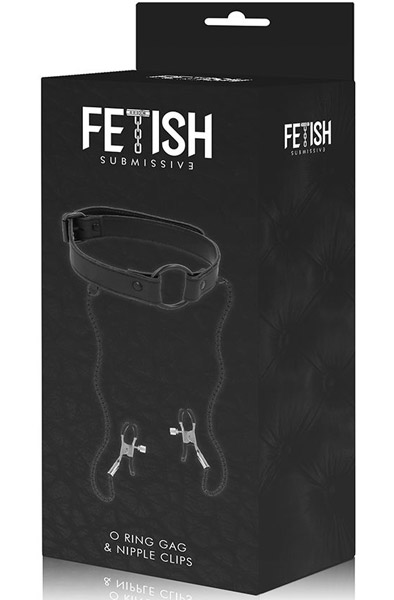 Ring Gag With Nipple Clamps - Knebel mit Brustklammern 2