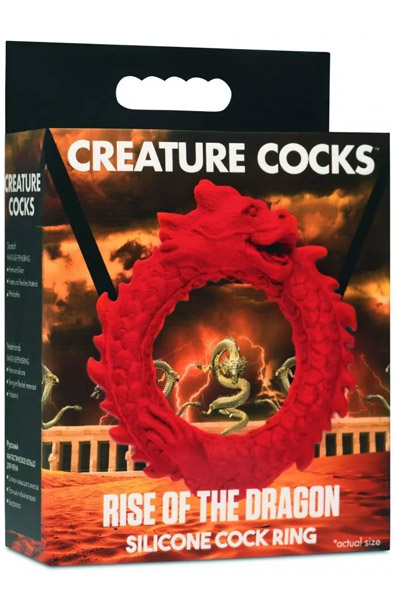 Rise Of The Dragon Silicone Penis Ring Red - Cockring 5